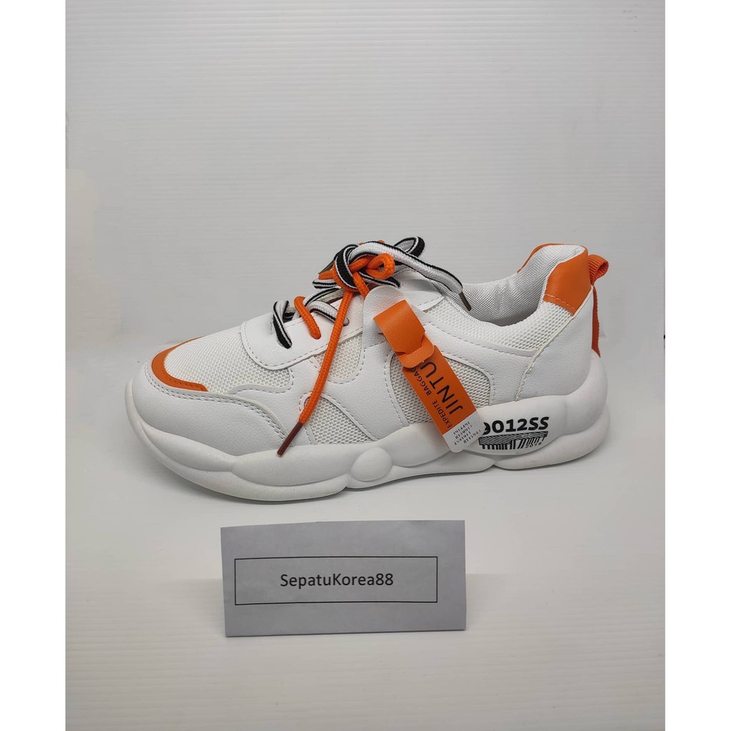 Sneakers Wanita-IMPORT White orange
