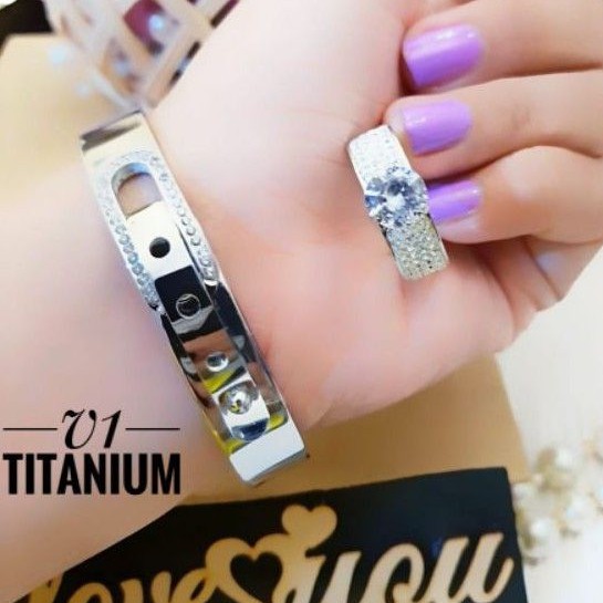 Titanium gelang dan cincin skl345