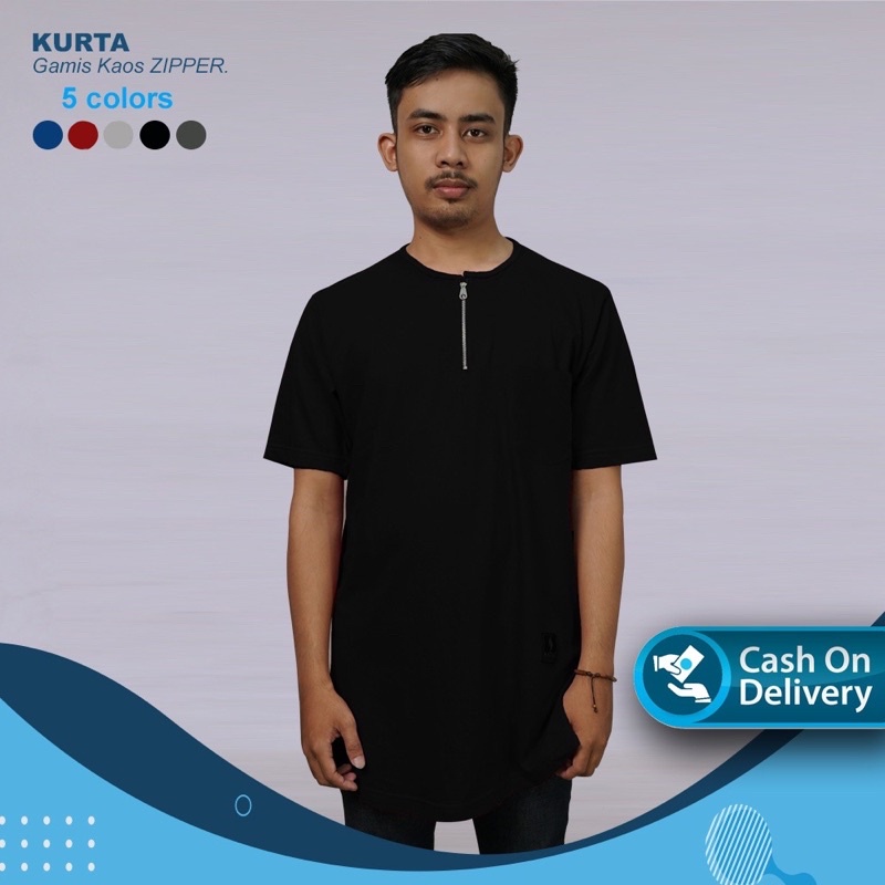 baju koko kurta ziper kaos pakistan lengan pendek cotton  combed 24s premium / kaos kurta ziper pria kurta zavision