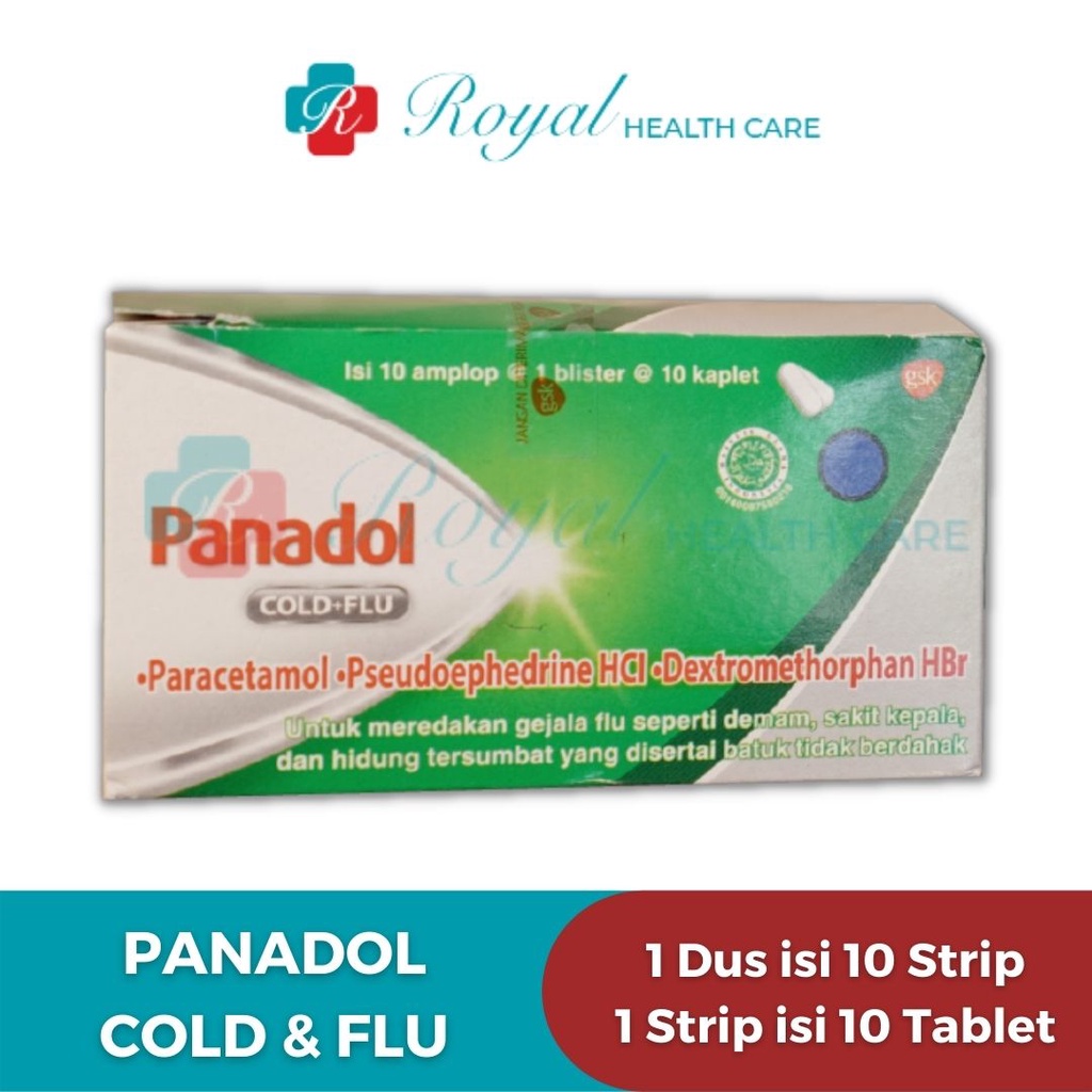 Panadol Cold dan Flu Box 100 Tab meredakan gejala Flu, Batuk &amp; Demam KEMASAN BARU