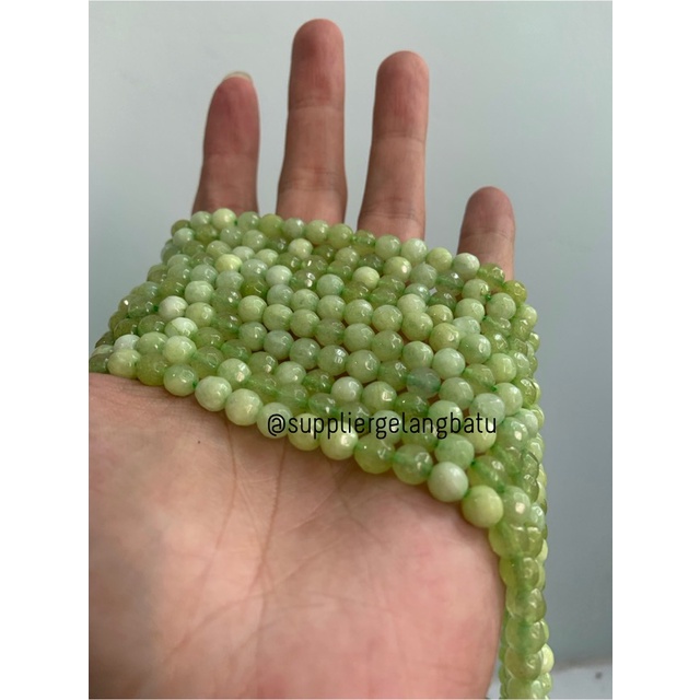 batu GREEN LIME AGATE FACETED BEADS 6mm cutting hijau kuning agatis