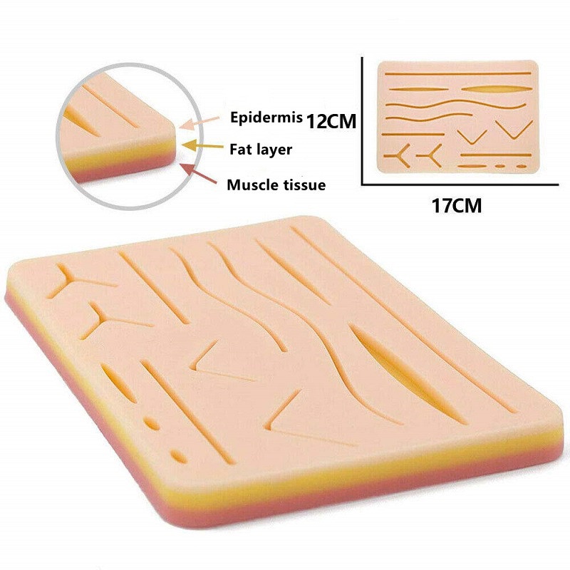 Suture Pad 3 Layer Model Kulit Silikon Pad Sutura Latih Jahit Luka Medis Suture Hecting Medical Kit Practice Skin