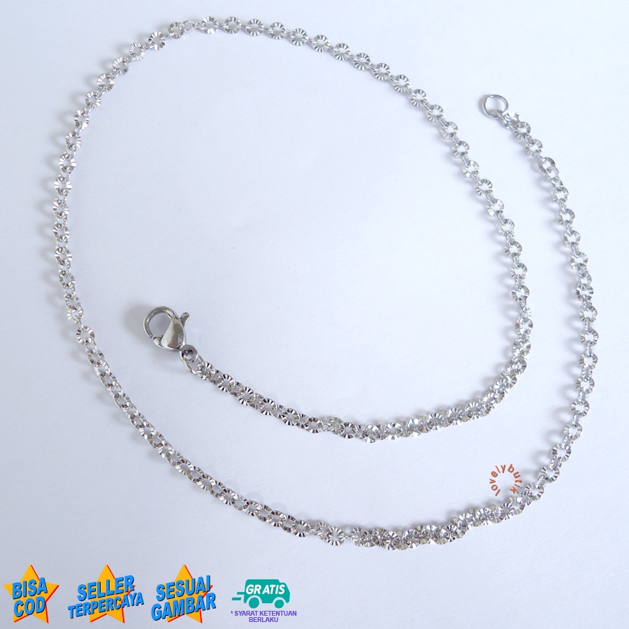 Lovelybutik Kalung Titanium Anti Karat Rantai Kalung Anti Hitam Kalung Anak Titanium Model Rantai Nori Donat Ukuran 35 Cm