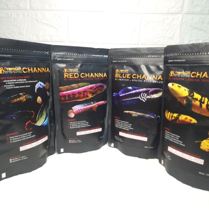 Pelet ikan Chana Premium88 Blue Red Yellow pakan ikan predator pelet jahat