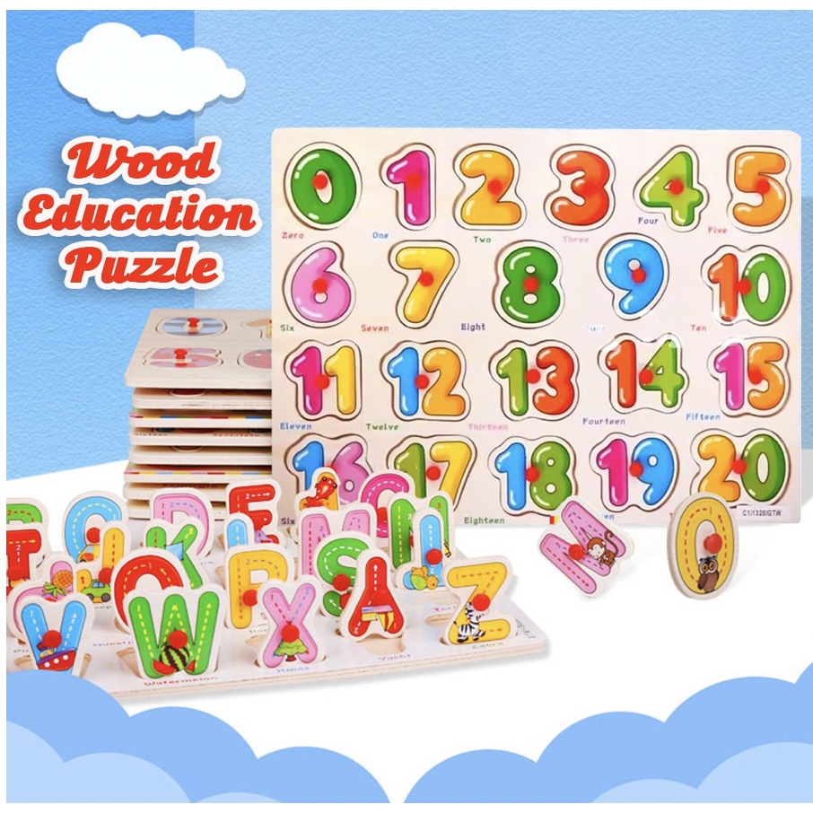 Mainan puzzle kayu bergambar mainan edukasi anak kids education toys wood letters