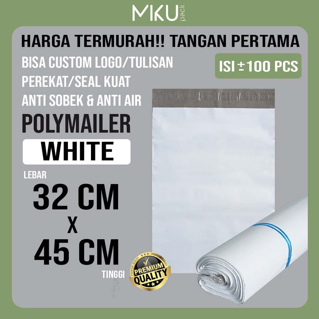 

MIKUPACK 32x45CM AMPLOP POLYMAILER KANTONG PLASTIK POLYBAG AMPLOP PACKING OLSHOP - PUTIH