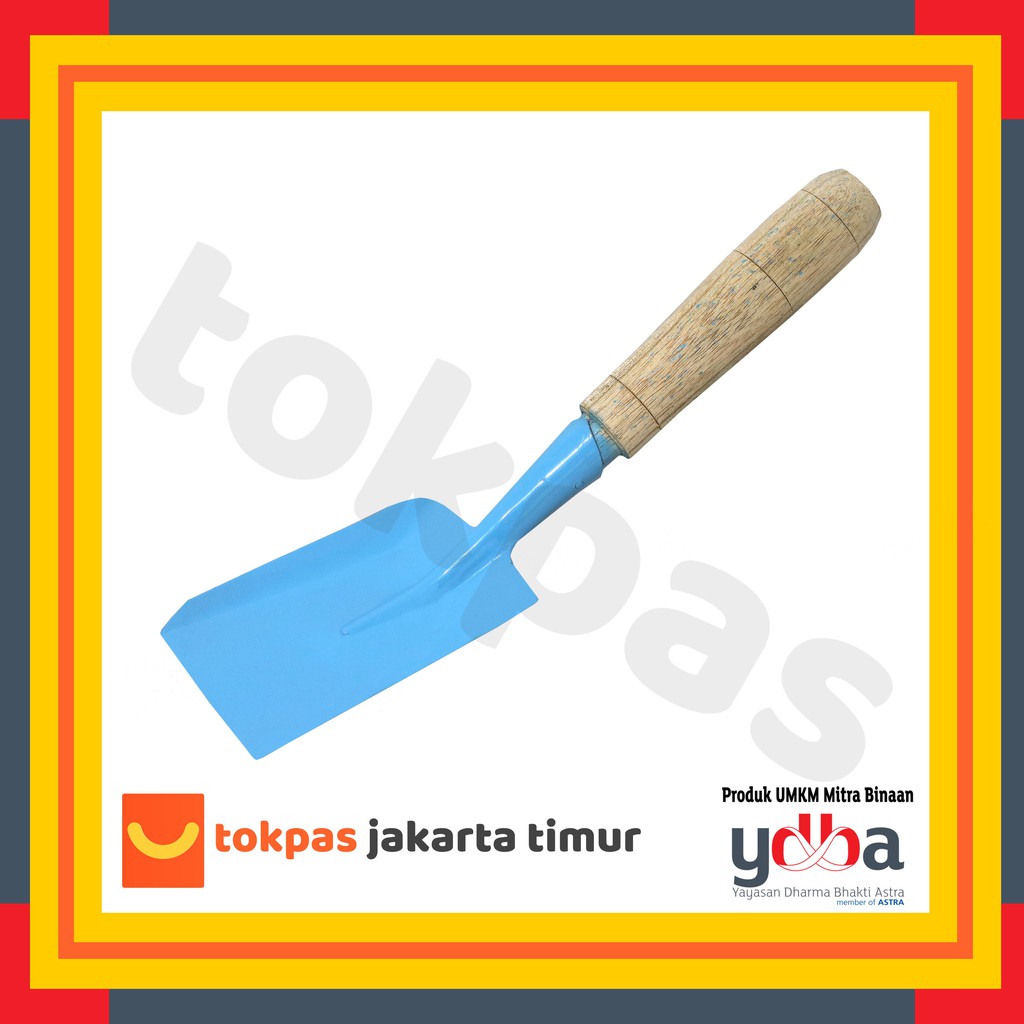 Sekop Mini Tanaman Ujung Rata Gagang Kayu Alat Gali Tanah Taman Alat Berkebun Gardening