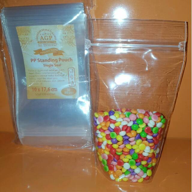 100pcs / STANDING POUCH SINGLE SEAL 10X17 9X15 / 10 X 17 9 X 15 PLASTIK KEMASAN BERDIRI