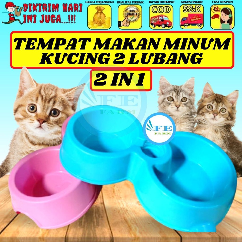 Tempat Piring Pakan Minum Makan Kucing Anjing Kelinci Anti Slip Pet Feeder FEFARM