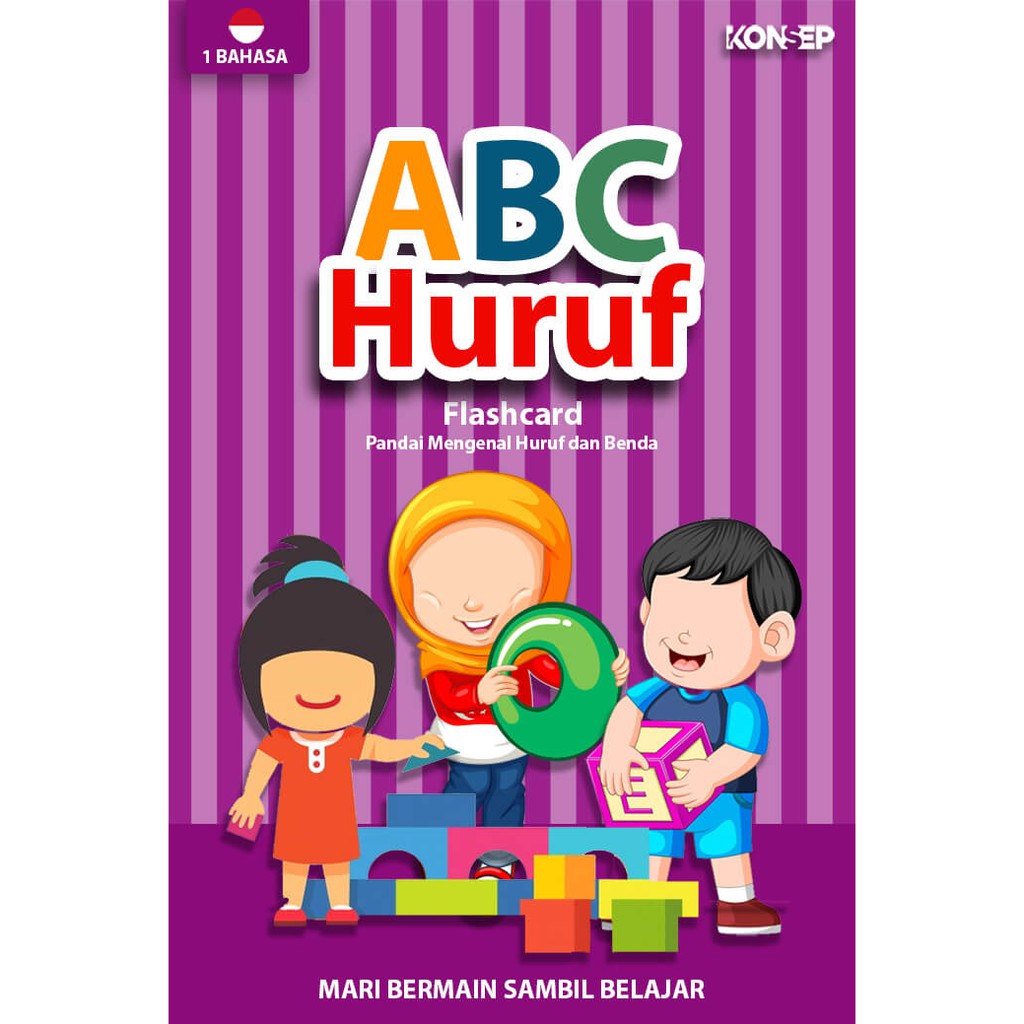 Flash Card ABC Huruf - Kartu Belajar Anak Bergambar - Konsep Studio Original