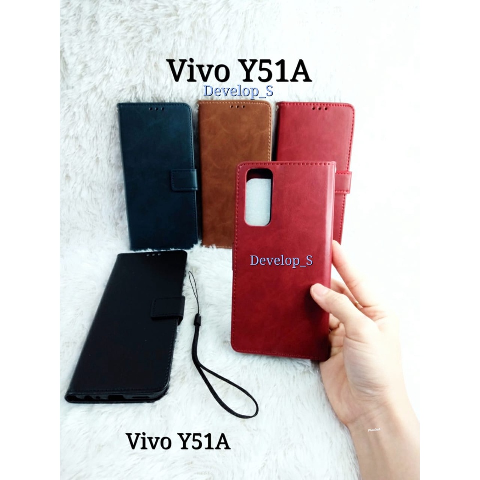 Leather Case Flip Cover Kulit Vivo Y51A / Y51 2020 / Y51S / Y51 Y51L 2016