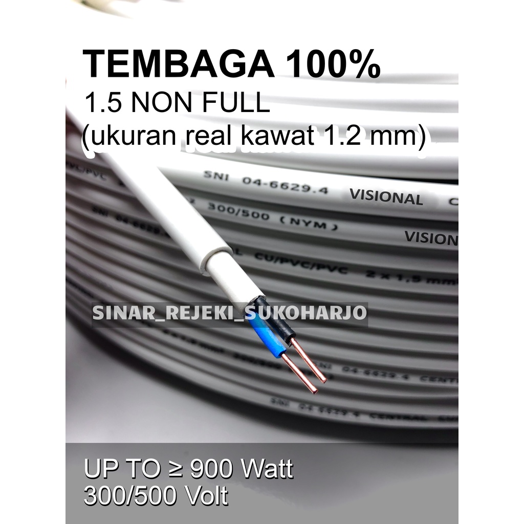 Kabel Listrik NYM SNI Tembaga 2x1,5 ROLL 45 YARD FULL 2x1.5 Kabel NYM Tembaga Asli