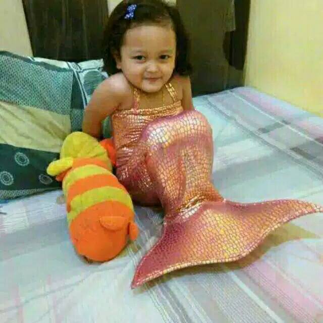 Costum mainan mermaid putri duyung anak model sisik putri duyung