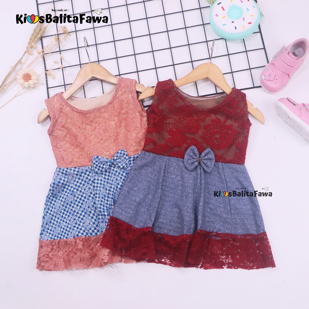 Dress Zulfa uk Bayi 6-18 Bulan / Dres Brukat Kensi Anak Perempuan Baju Brokat Balita Cewek Pakaian