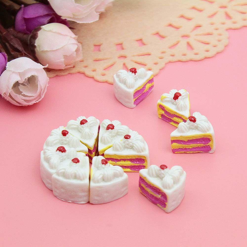 Quinton Rumah Boneka Kue Resin Mainan Anak Kue Miniatur Cake Desktop Decor Model Kerajinan Aksesoris Rumah Boneka Dapur Mainan Anak