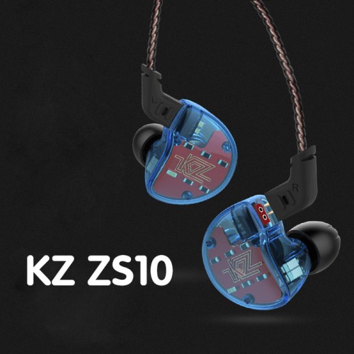 Knowledge Zenith KZ ZS10 Pro Earphone HiFi IEM Microphone ORIGINAL - ZS10 Blue