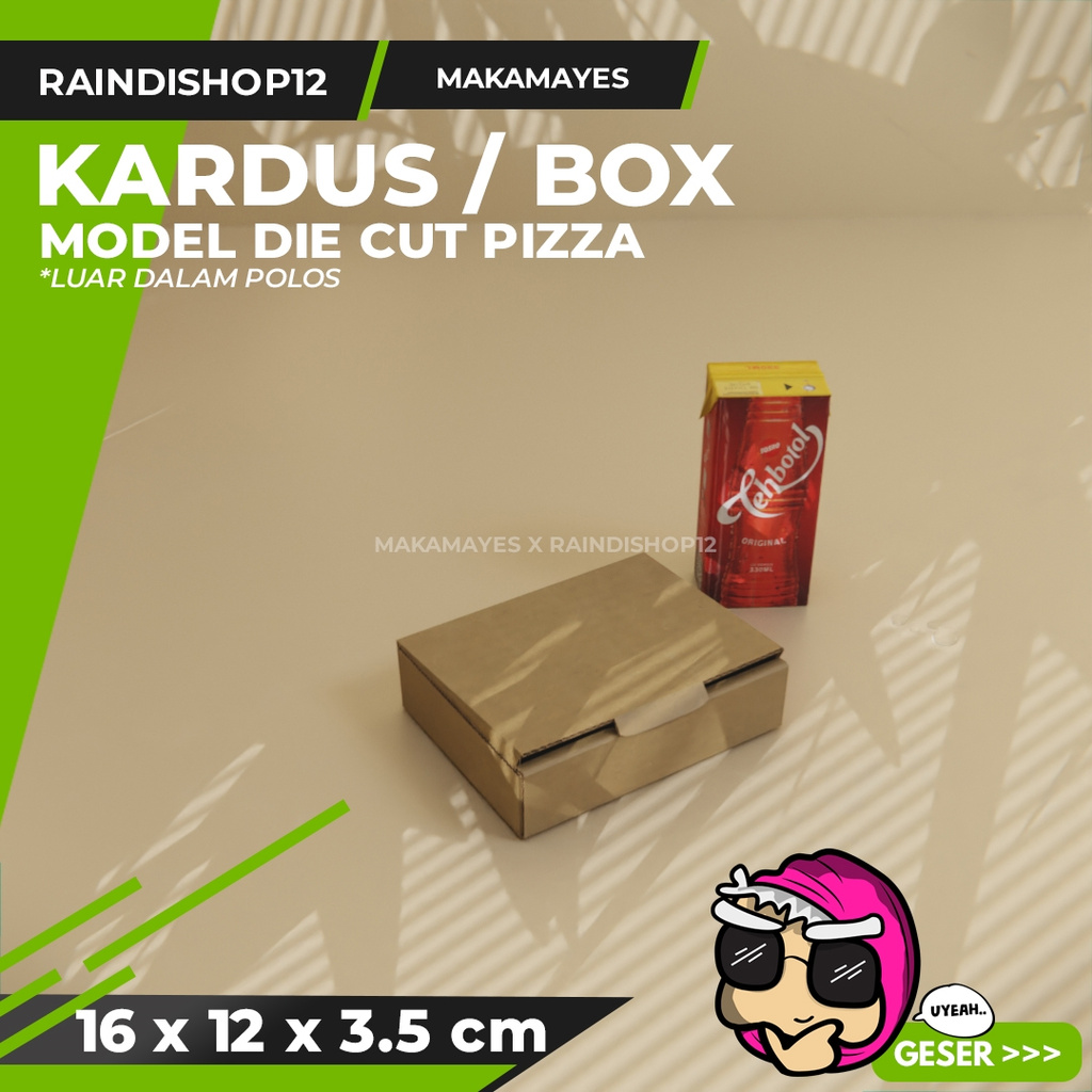 

BOX 16 X 12 X 3.5 CM KARDUS DIE CUT PIZZA KEMASAN PACKAGING KADO