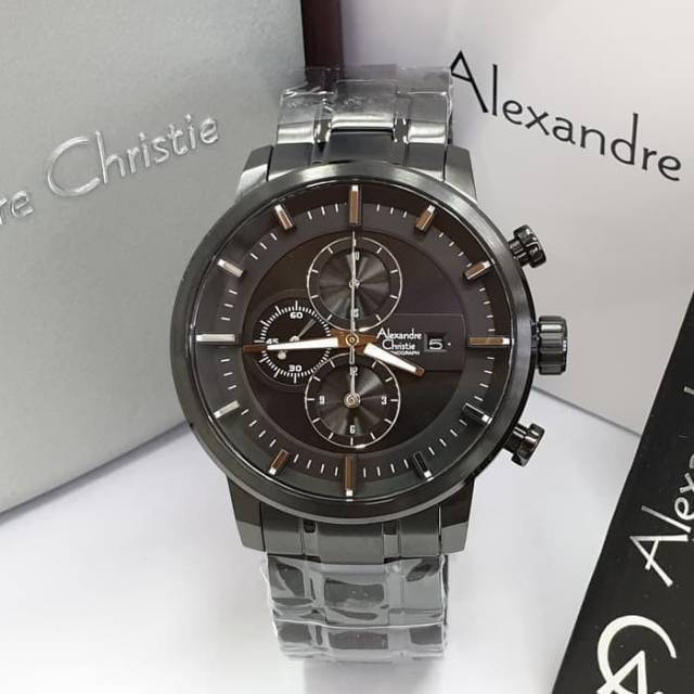JAM TANGAN PRIA ALEXANDRE CHRISTIE AC 6323 FULL BLACK ORIGINAL