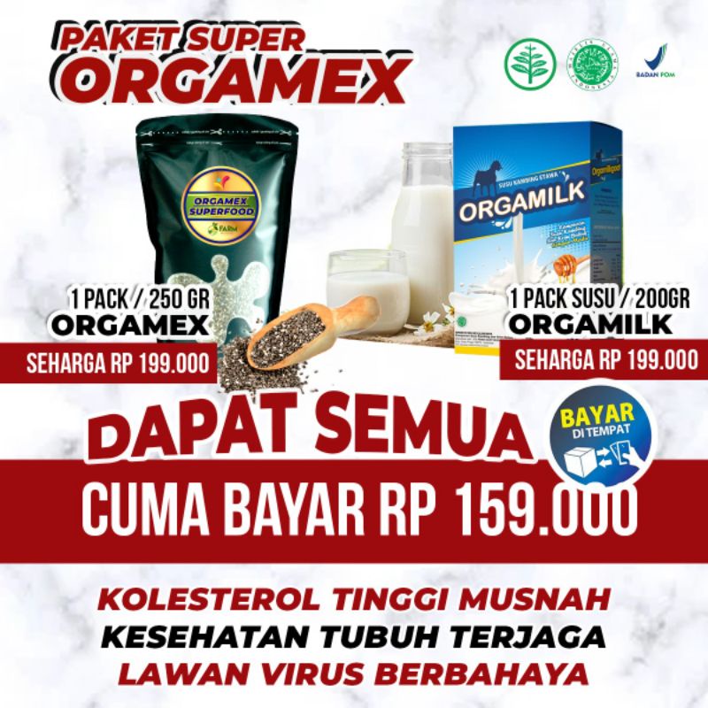 Paket Orgamex Superfood utk Kolesterol, Diabetes, Hipertensi, Asam urat jantung & sehatkan paru-paru