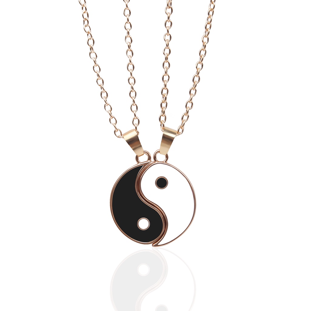 2pcs / set Kalung Rantai Panjang Liontin Yin Yang Gosip Untuk Hadiah Valentine