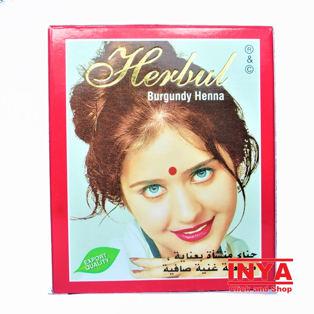 HERBUL BURGUNDY HENNA HAIR DYE  10x6 Bungkus / BOX - Semir Rambut