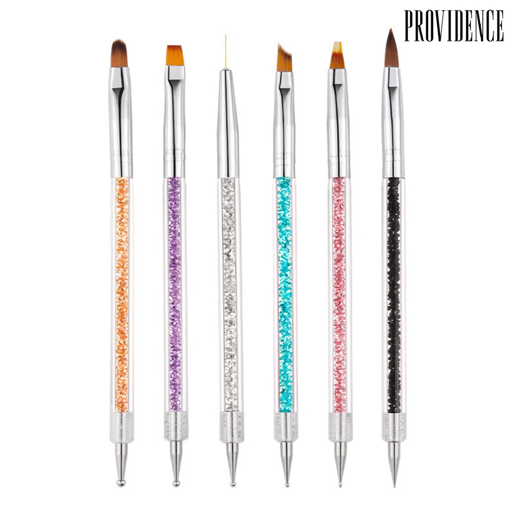 Providence 6Pcs/Set Nail Pen Wide Application Easy to Use Nylon Wool Nail Art Double-head Painted Point Drill Pen Set for Salon