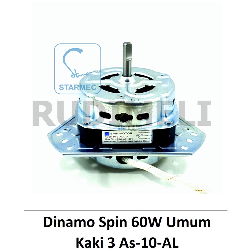 (70W)DINAMO PENGERING MESIN CUCI /SPIN 70 W MULTIFUNGSI (UMUM) KAKI 3 AS 10