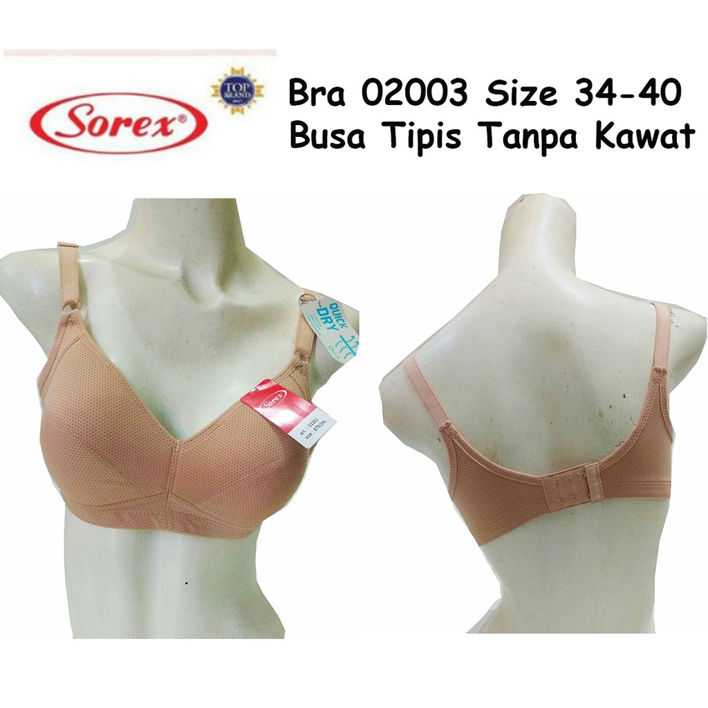 QUICK DRY SOREX 02003 Bra Busa Tipis Tanpa Kawat Polos Full cup 34 36 38 40  Kait 2 BH Wanita  TBTK