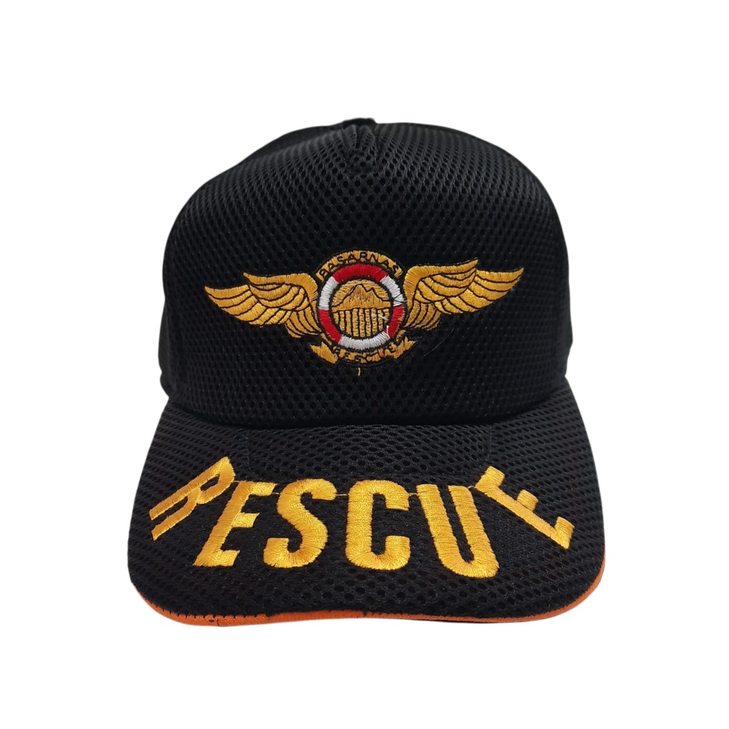Topi Lapangan Hitam Rescue/Sar Nasional/Potensi Sar/Basarnas Doublemesh