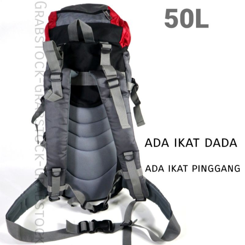 Carrier Plus Raincover Tas Hiking Camping 50L Bahan Bagus Berkualitas IPGC