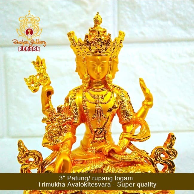 3&quot; Patung/ Rupang Logam Trimukha Avalokitesvara - Super Quality