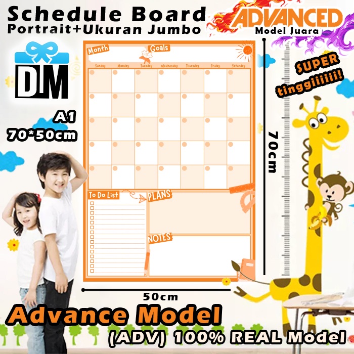 

Schedule Board ADV Papan Jadwal Tulis Portrait JUMBO A1 Warna Ukuran Besar 70x50cm ADVANCE