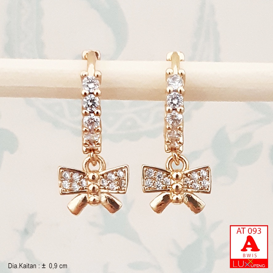 AT 093 Anting Bulat Charm Love Wanita Dewasa Perhiasan Anting Xuping Lapis Emas Mata Zirkon Luxx Xuping
