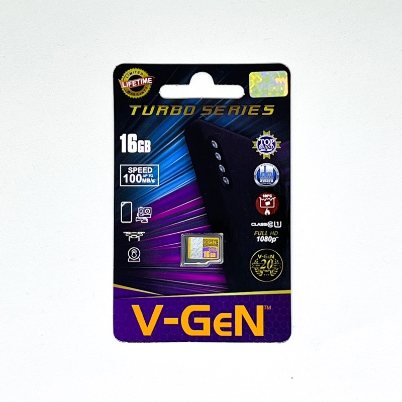 Micro SD 16GB Class 10 V-GeN Turbo Series 100MB/S A1 Memory Card Vgen 16 GB