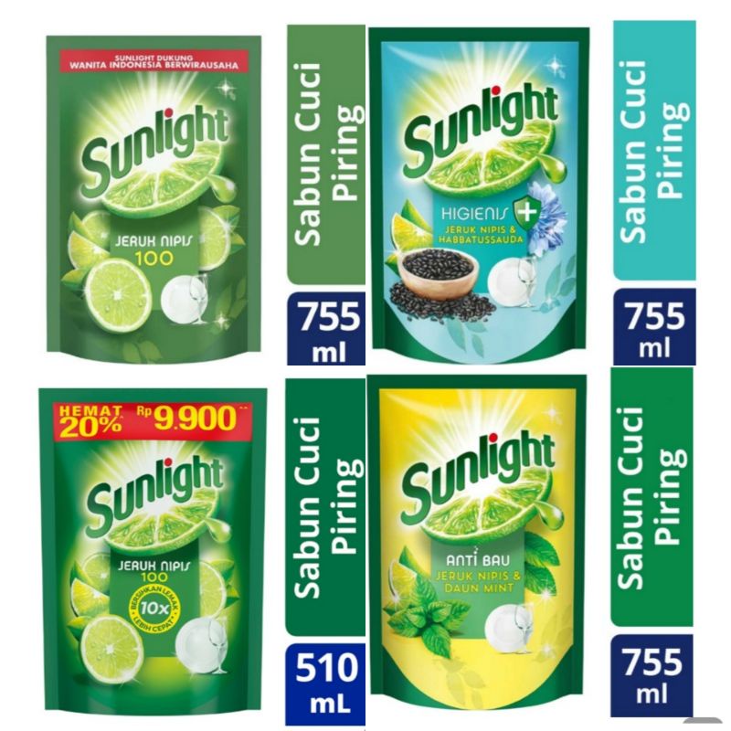 SUNLIGHT  Sabun cuci piring HABATUSSAUDA/JERUK NIPIS/MINT/jeruk nipis 510ML