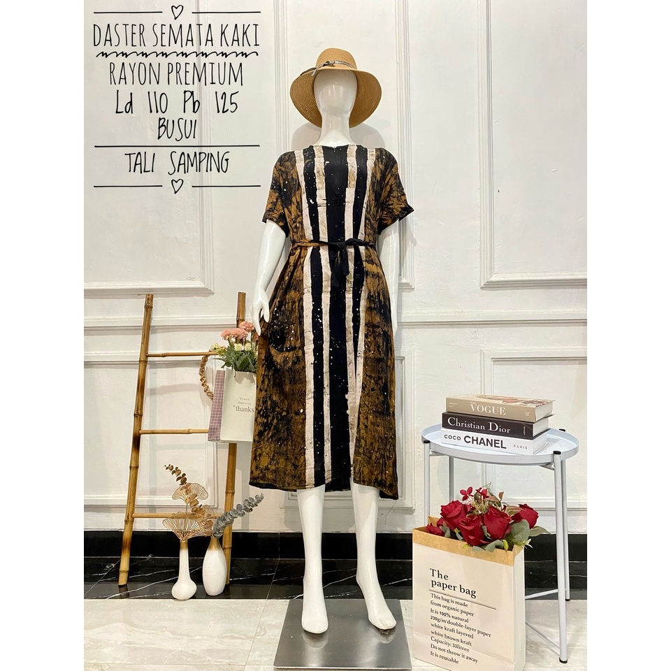 Hot Sale ! Daster Long Semata Kaki abstrak cap - Daster Twill Rayon - Daster Jumbo lengan pendek - Daster Batik Usman kekinian-16