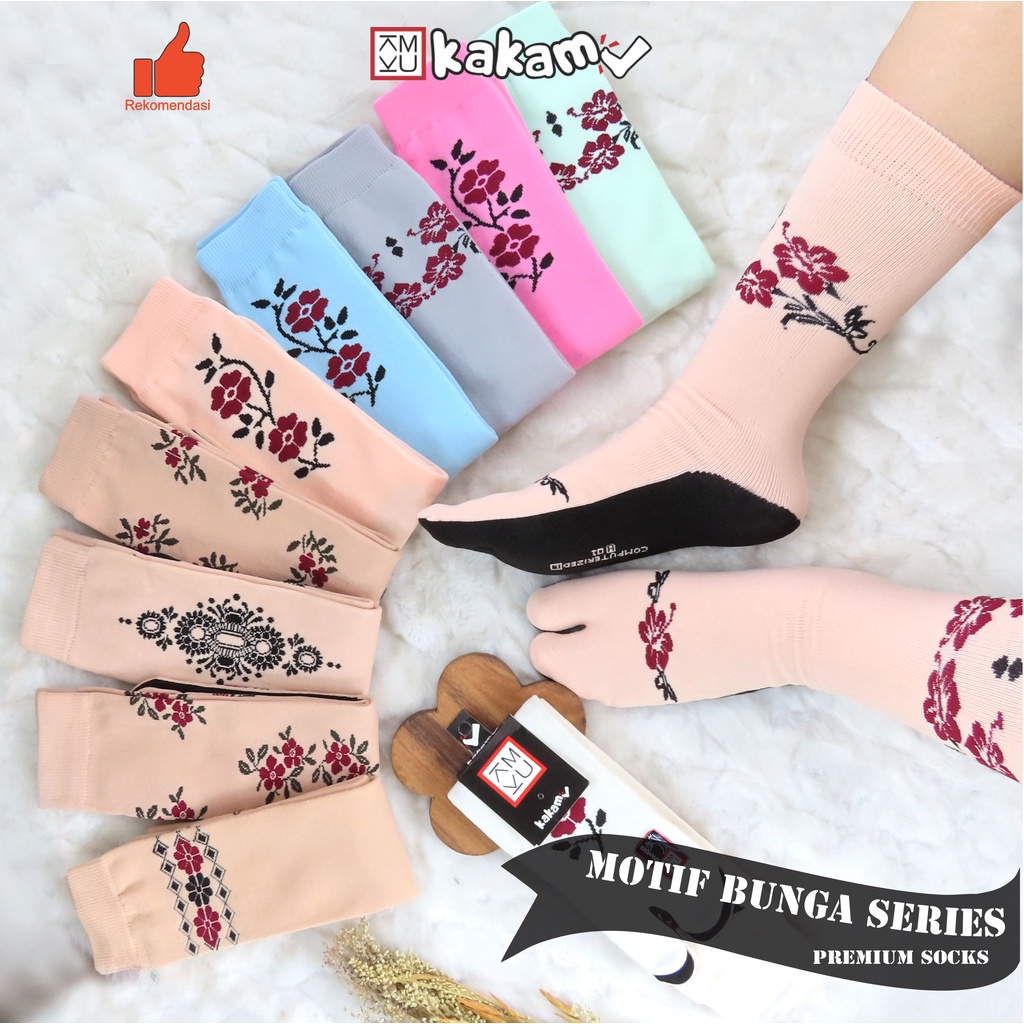 Kakamu Paket Kaos Kaki Motif Bunga Warna Nylon Premium MIX12