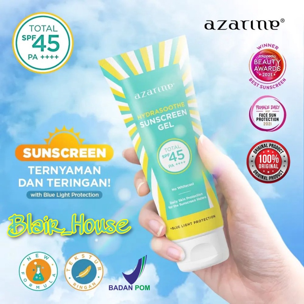 Jual AZARINE Hydrasoothe Organic Sunscreen Gel SPF45 PA++++ ORIGINAL ...