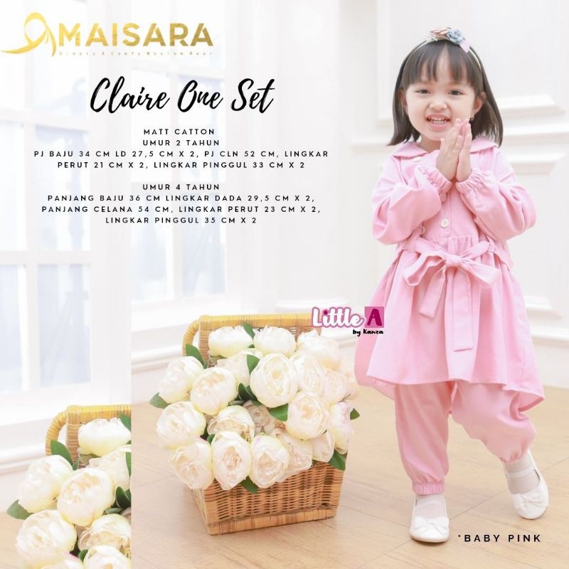 Claire One Set Little A By Kanza - Setelan Anak Perempuan Set Tunik Celana Anak