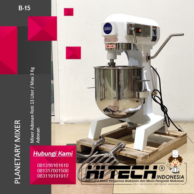 Mixer Roti 15 Liter Masema MS-B15 Planetary Mixer 15 L B-15 Mikser Adonan Roti 15L B15