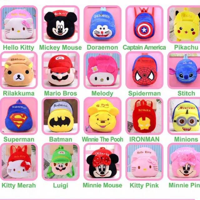 TAS RANSEL anak 1 tahun karakter motif backpack import kartun lucu toddler playgroup tk paud kecil