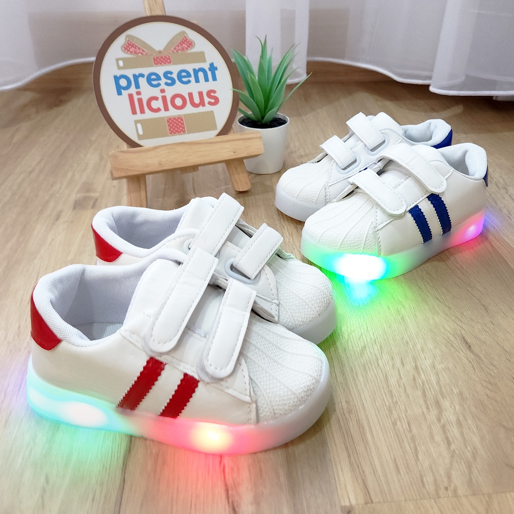 Jual Sepatu Casual LED 2 Garis Anak | Sepatu Sporty Anak | Sepatu