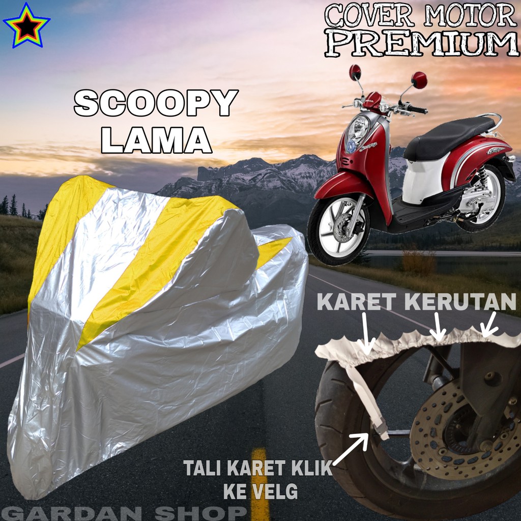 Sarung Motor SCOOPY LAMA Silver KUNING Body Cover Scoopy PREMIUM