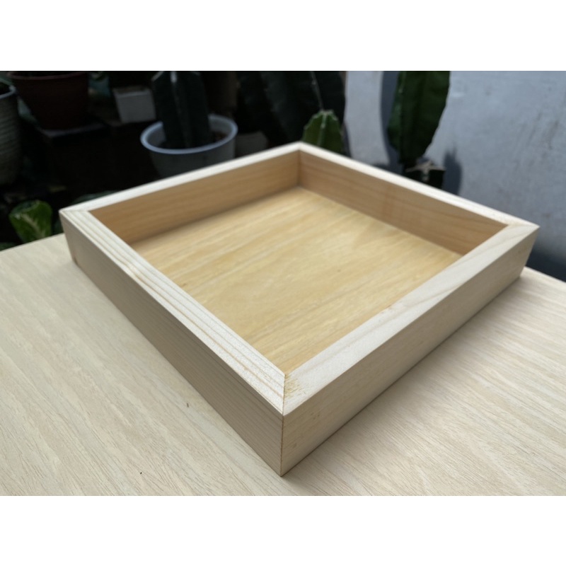 ( WK ) kotak hantaran kayu polos , seserahan , stationery, tray , kotak kayu ( 30 x 30 x 4 cm )