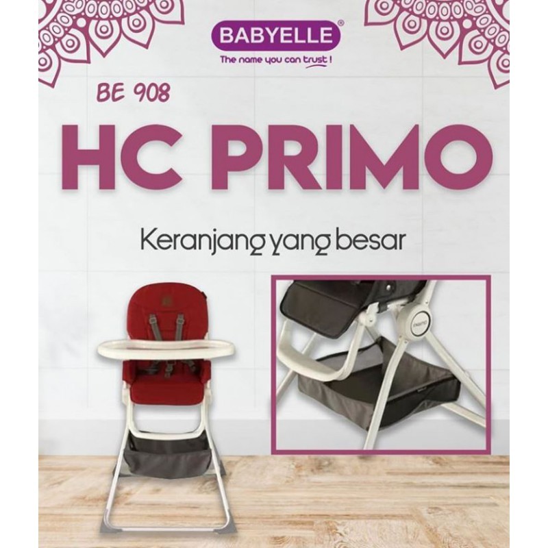 Babyelle High Chair Primo HC908 Kursi Makan Bayi Perlengkapan Bayi