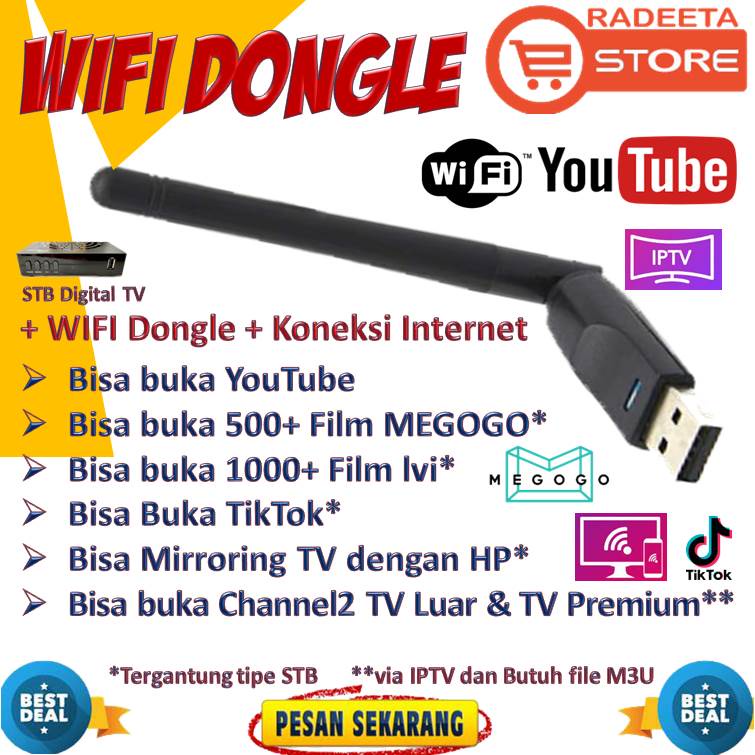 Jual WIFI DONGLE Untuk Set Top Box TV Digital DVB T2 Laptop dan PC