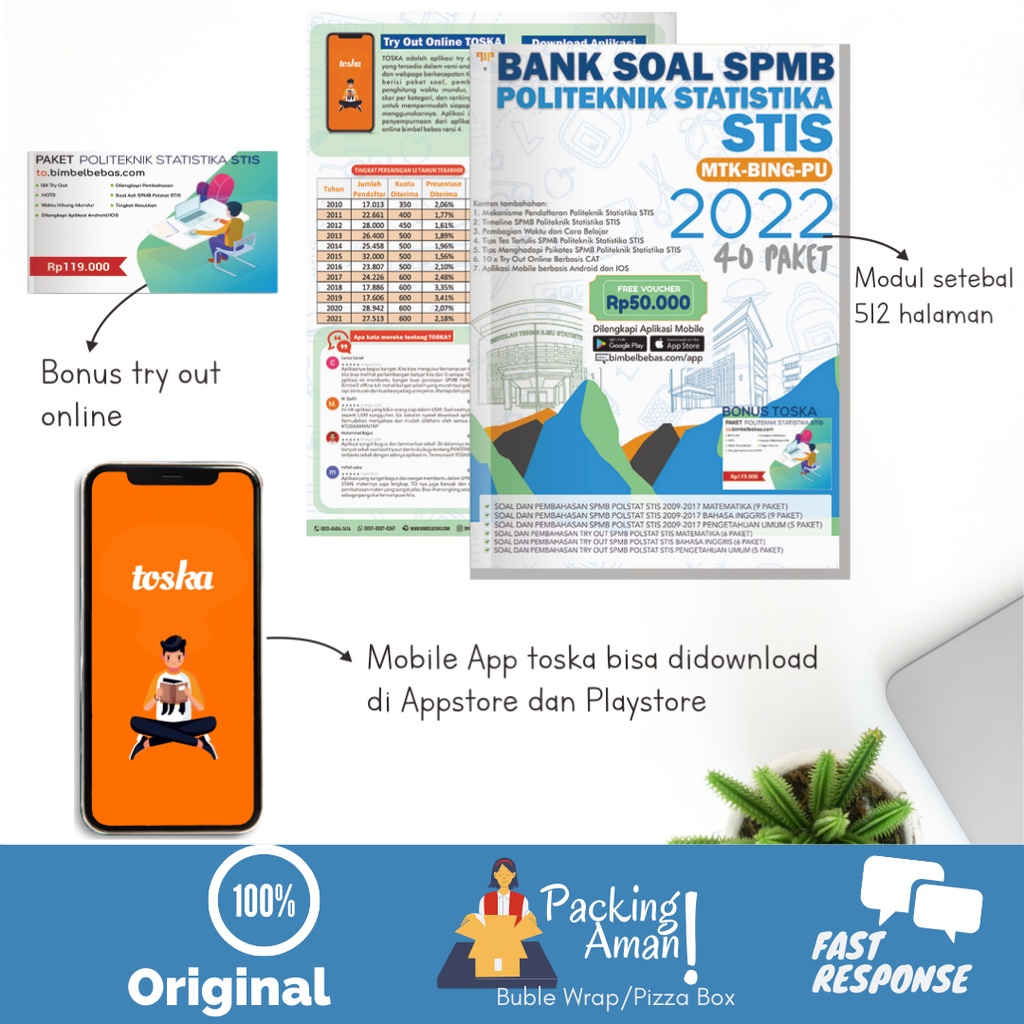 ⚜ [SPMB STIS] Bank Soal STIS - SPMB Politeknik Statistika STIS 2022 & VOUCHER TOSKA (TRY OUT ONLINE 