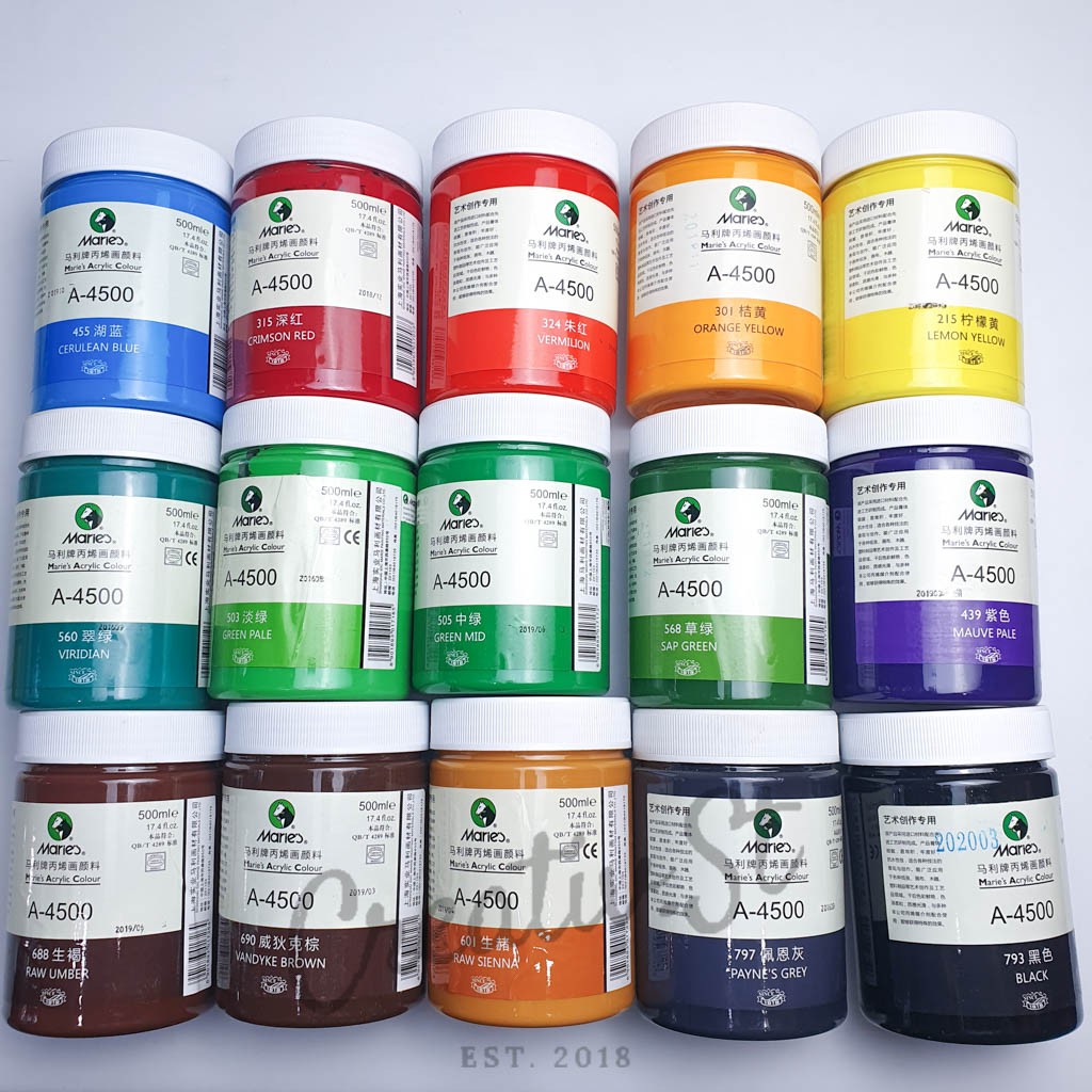 

MARIES Cat Acrylic 500 Ml Paint Colour Cat Akrilik Lukis Satuan