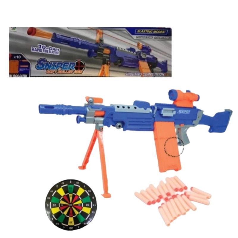 mainan anak pistol sniper soft bullet gun automatis nerf