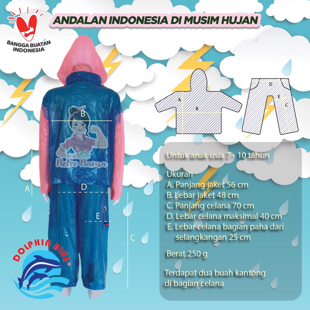 Jas Hujan Anak Jaket Celana BIG KID Raincoat DOLPHIN KID 940